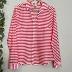 LOFT | STRIPED BUTTON UP WHITE PINK SIZE S STRIPED TOP